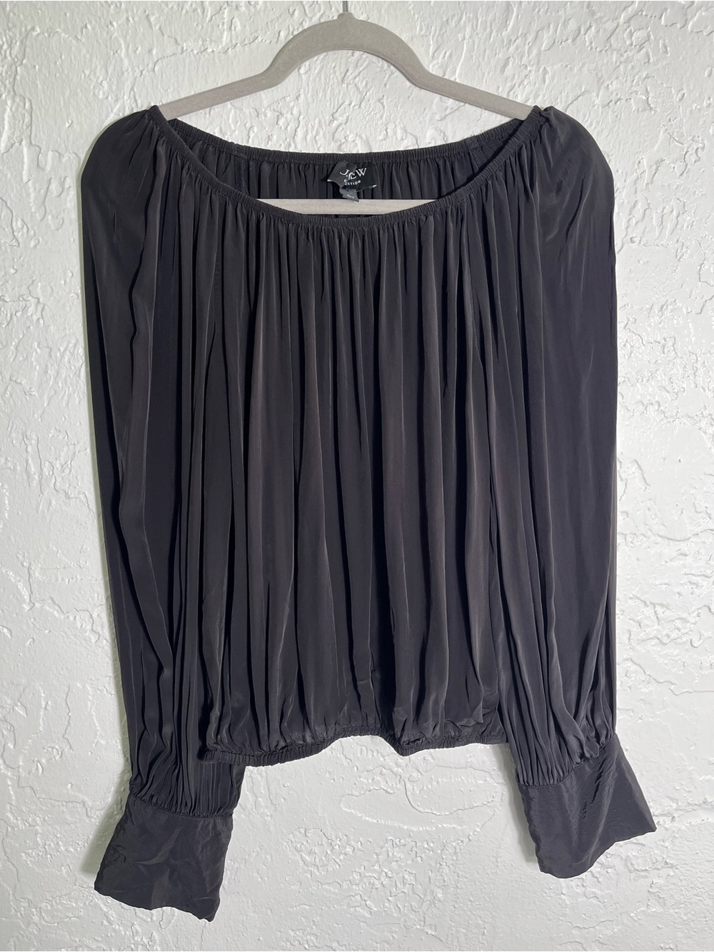 J. Crew Collection Black Off Shoulder Peasant Blouse Size Large
